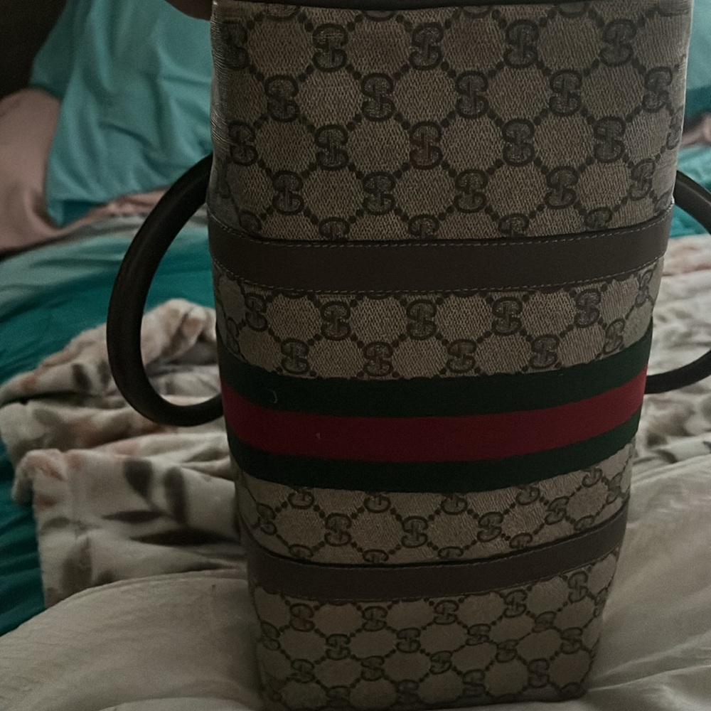 Gucci Boston Brown color Green & Red Web GG monogram Bag - Picture 2 of 9